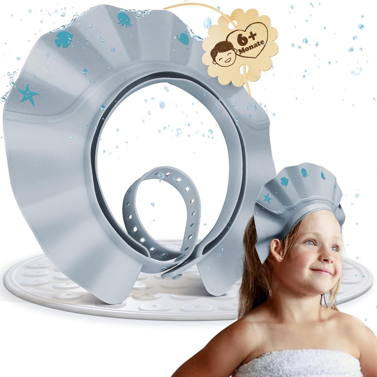 SnelShoppen - Kinderen Douchemuts Blauw, Extreem Waterdicht, Comfortabel, Haarwas Hulp met Licht Sluitingssysteem voor Peuters en Kinderen