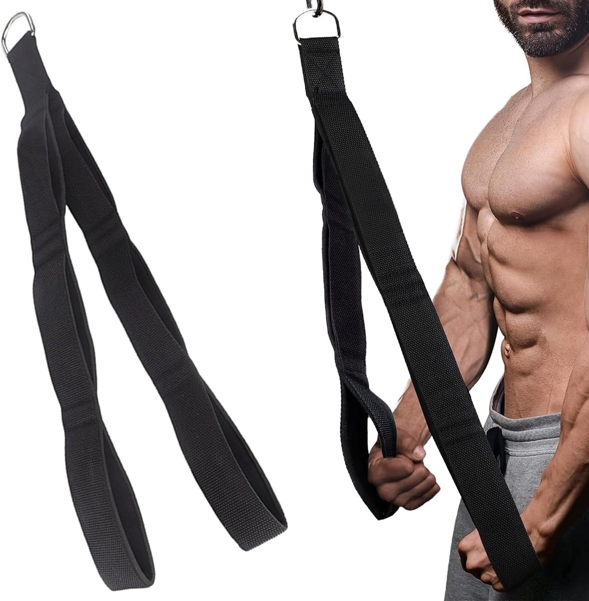SnelShoppen - Triceps Rope Fitness Equipment - Verstelbare Triceps Trainer met Opbergzak - Geschikt voor Lat Pulldowns en Krachttraining - Gym Accesso