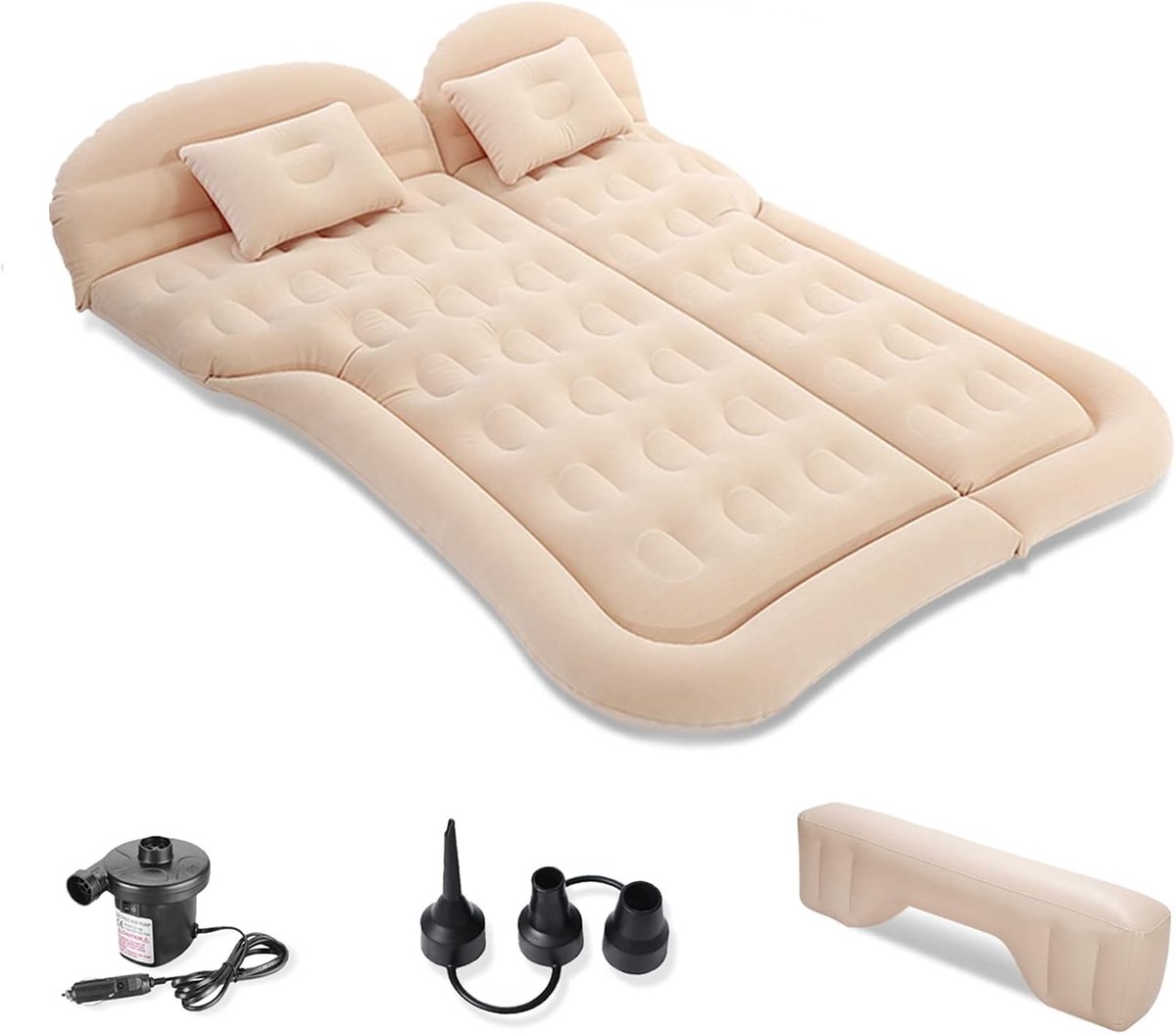 SnelShoppen - Opblaasbaar SUV Luchtbed - Vouwbaar MPV Auto Reis Camping Luchtmatras - Lekvrij Air Lounger voor Camping, Hiking, Strand, Zwembad - Beig