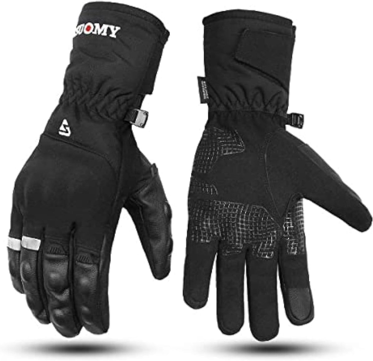 SnelShoppen - Winter Motorrijhandschoenen XL - 100% Waterdicht, Antislip, Bescherming, Touchscreen - Model 2 Zwart voor Motor, Scooter, Skiën, Snowboa