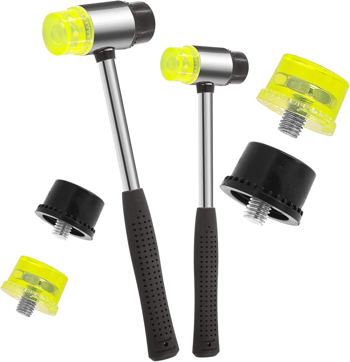 SnelShoppen - Rubber Hamer Set 6pcs - 25mm & 35mm Dubbelzijdige Hamer met Vervangbare Koppen - Zacht Gereedschap voor Sieraden, Leer, Thuisdecoratie