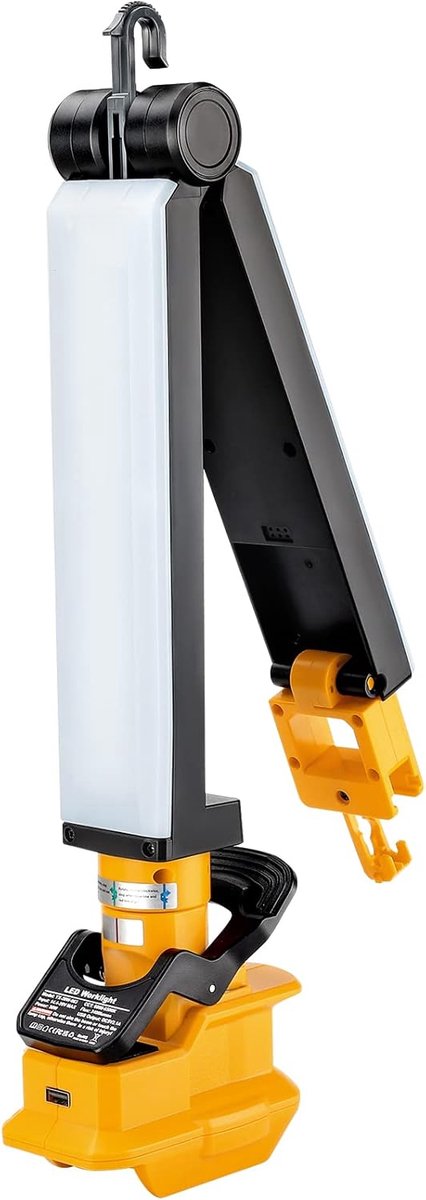 SnelShoppen - LED Werklamp 2400 lm met Clip voor Dewalt 18V Batterijen - 30W Spotlight voor Auto Reparatie, Camping, Noodverlichting en Bouwplaats