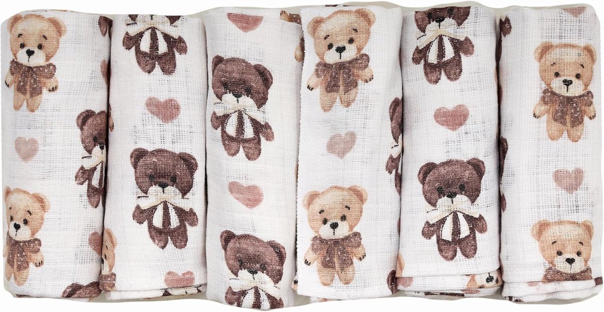 SnelShoppen - Baby Burp Cloths - 6 Stuks Muslin Doeken 70x80 cm - 100% Katoen - Multifunctionele Mulluiers voor Jongens en Meisjes - Verzorging, Voede