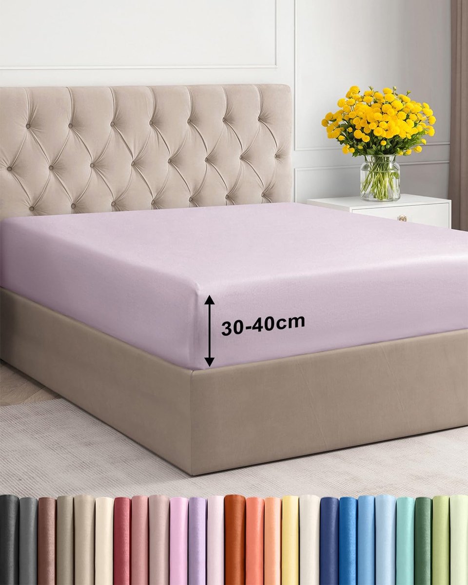 SnelShoppen - Fitted sheet 90x200 cm - 40 cm diepe hoeken - Microfibre - Geschikt voor boxspring - OEKO-TEX gecertificeerd - Licht lavendel - Kleurvas