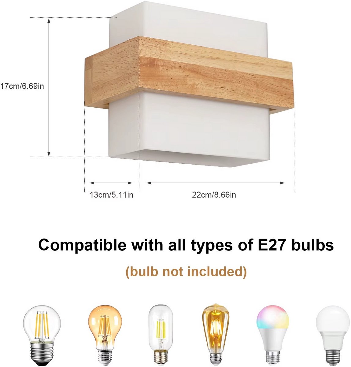 JOYNEXTBUY – Noordse Houten Wandlamp – E27 Binnenwandlamp – Natuurlijk Hout – Wandverlichting – Binnenruimte – Exclusief Lichtbron