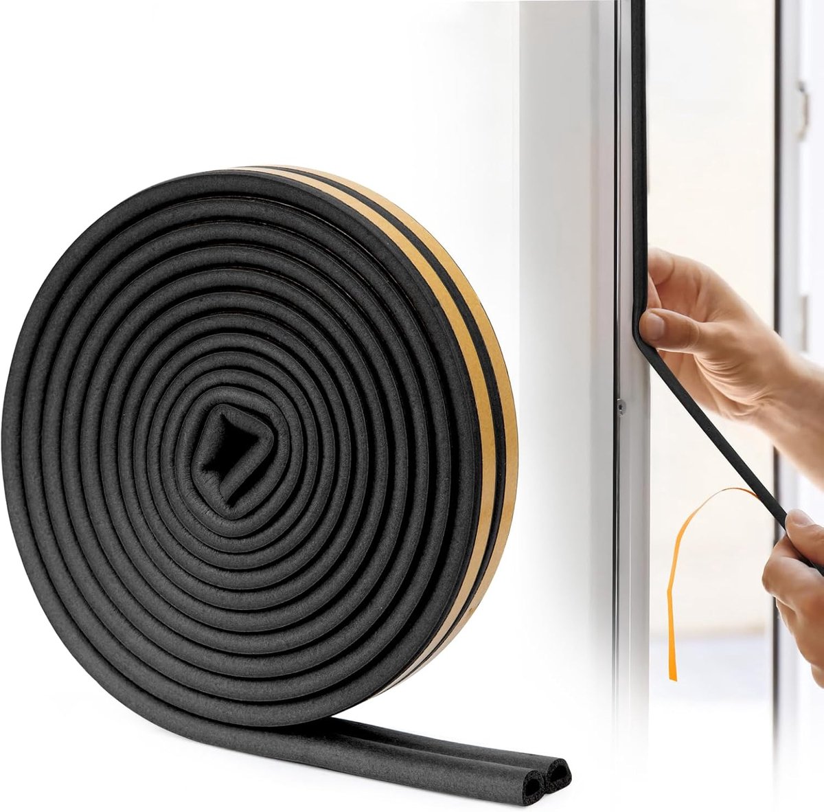 SnelShoppen - Deurschimmel Strip - Raamafdichting, Tochtstrip voor Deuren, Zelfklevende Deurweerstand, Raamisolatie Tochtstopper, 60 cm (Zwart)