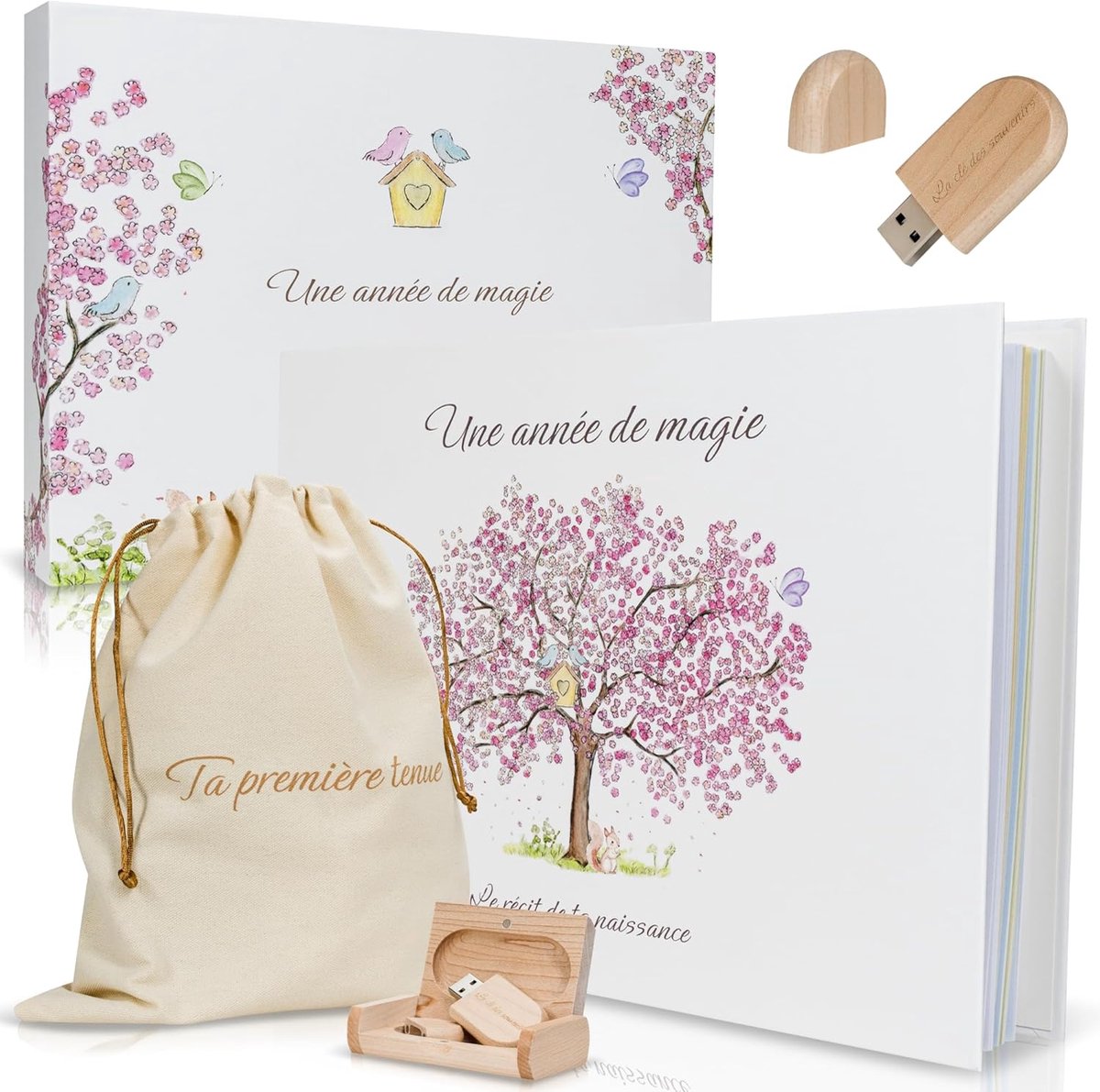 SnelShoppen - Geboorteboek met Handgemaakte Illustraties - 116 Pagina's - Robuust en Milieuvriendelijk - Perfect voor Herinneringen - FSC-Papier