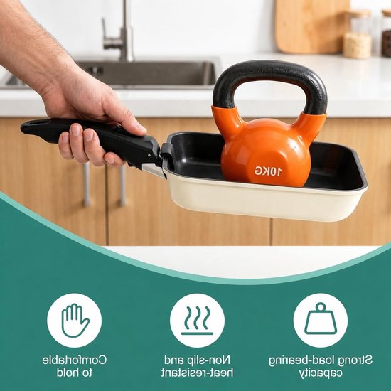 Verwijderbare pannengrepen - Pannengreep - Universele - Schroei- en hittebestendige handgreep - Vervangende handgrepen - antislip handgreep - Ergonomische verwijderbare handgrepen - zwart — afbeelding 3