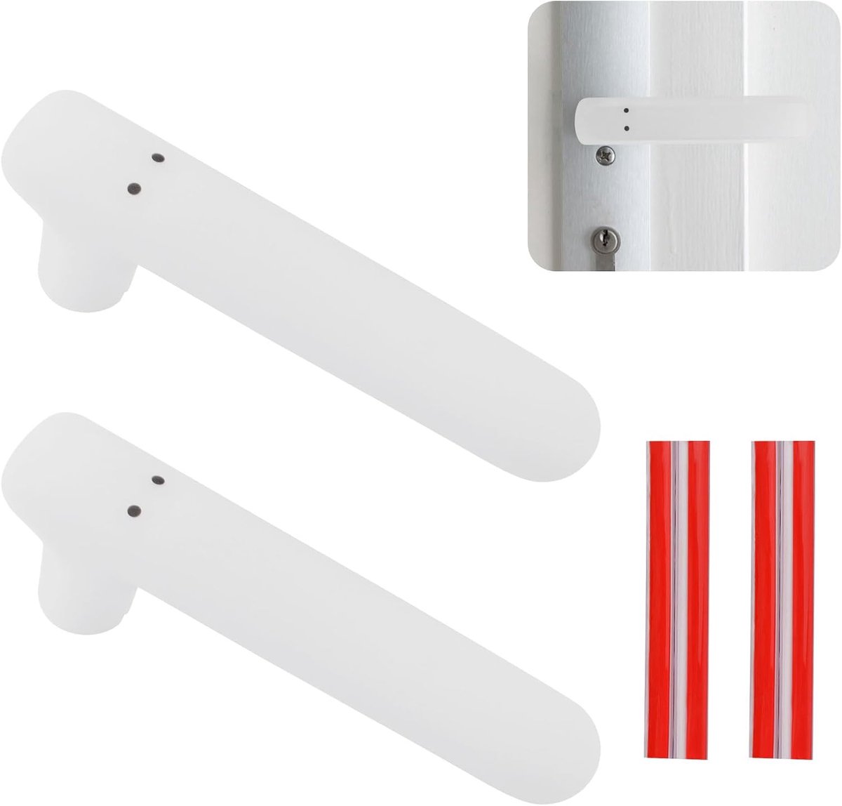 SnelShoppen - 2 stuks deurklinkhoezen voor platte vierkante deurhendels, silicone handvathandschoenen, antistatische en anti-botsing, transparant wit,