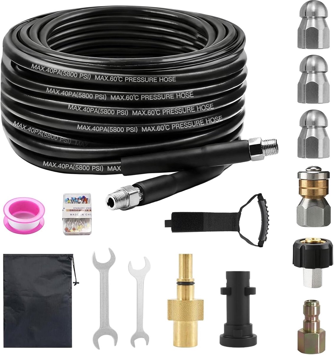 SnelShoppen - Pipe Cleaning Hose Set - Universele Afvoerreinigingsset voor Verstoppingen en Reinigen van Afvoeren (15 Meter) - Ideaal voor Keuken en B