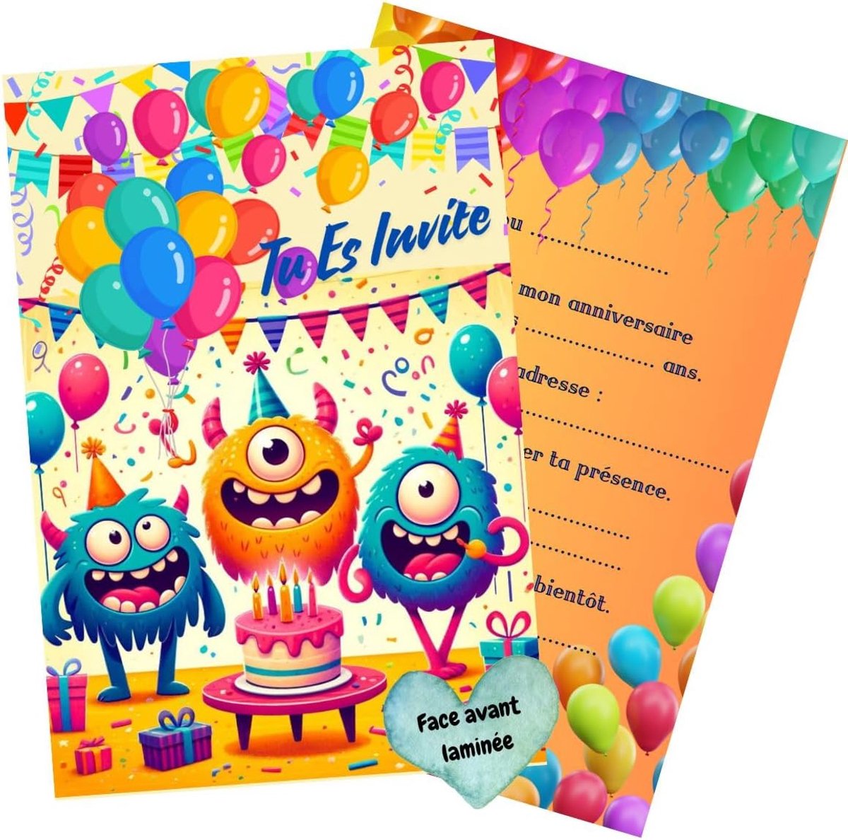 SnelShoppen - Cartes d'Invitation Verjaardag Kinderen - 10 Stuks, Kleurige Papieren Uitnodigingen, 10.5 x 14.8 cm, Perfect voor Feestjes - Made in EU