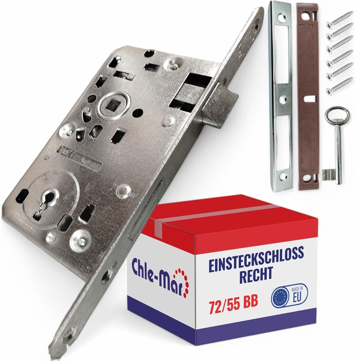 SnelShoppen - Mortise lock 72/55 - Robuuste Deurslot voor Binnen- en Buitendeuren | Geschikt voor Garagedeuren, Tuinhuis en Werkplaats | Compleet met