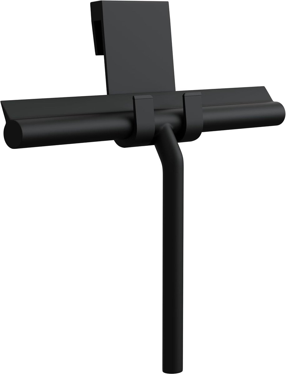 SnelShoppen - Silicone Douche Trekkertje 24cm Zwart - Duurzame Raamwisser met Hanghaak en RVS Kern - Universele Antislip Raamtrekker voor Badkamer, Gl