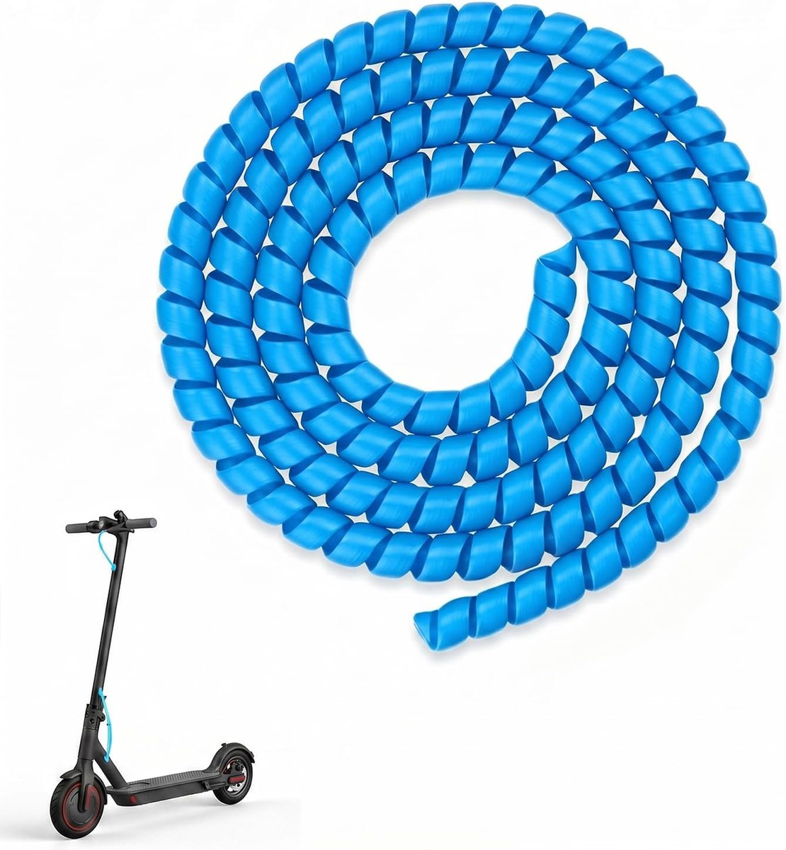 SnelShoppen - Flexibele TPU-kabelspiraal 120 cm voor e-scooter, aanpasbare kabelbescherming in blauw, hittebestendig en duurzaam, geschikt voor Xiaomi