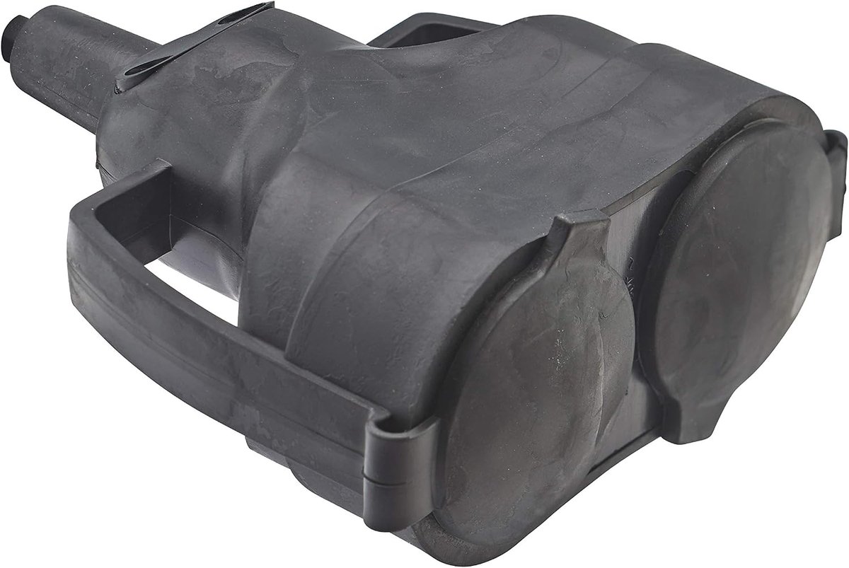 SnelShoppen - Dubbele Elektrische Vrouwelijke Stekker Waterdicht - 2P+T 16A - Vervanging of Aansluiting Kabel - Rubber Zwart - 120 x 55 x 55mm