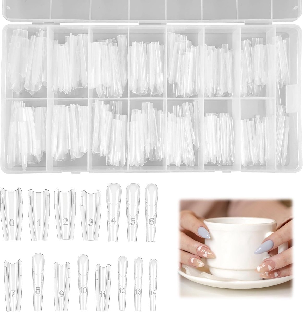 SnelShoppen - 240 Stuks Dubbele Nagelvormen Lang Trapeziumvormig Herbruikbare Polygeltips | Transparante Nagelset voor Nagelverlenging en Zelfmanicure