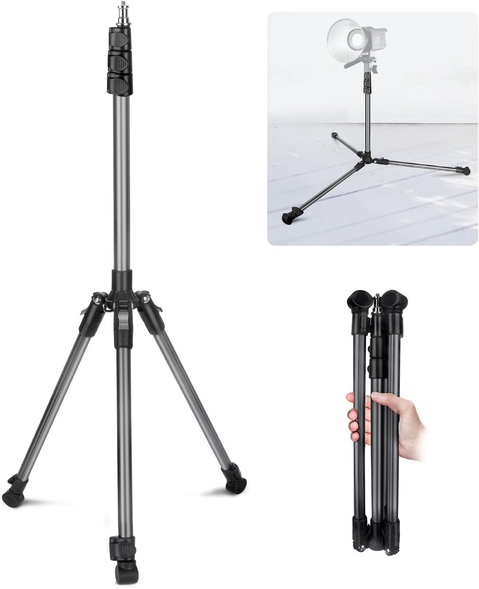 SnelShoppen - S202 Light Tripod Aluminium 81-200cm, Draagbare Verstelbare Lamp Tripod voor Camera, Videografie, Ringlamp, Flitser, Softbox, Stabiele 1