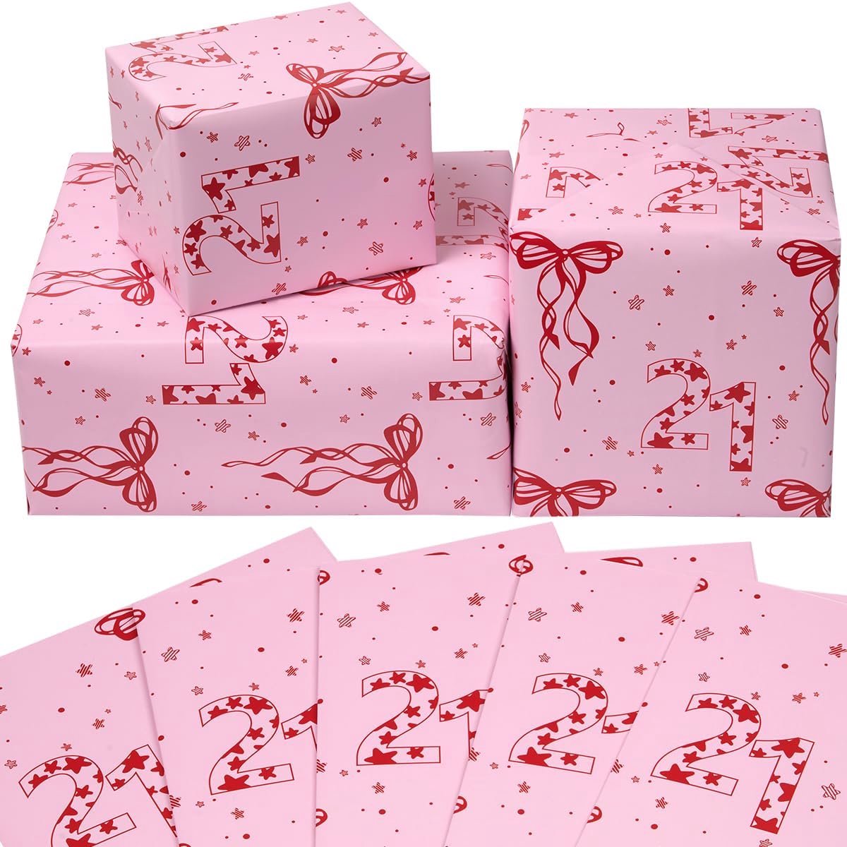SnelShoppen - 5 vellen roze cadeaupapier 50 x 70 cm, recyclebaar verjaardagscadeaupapier voor bruiloften en feestelijke decoraties