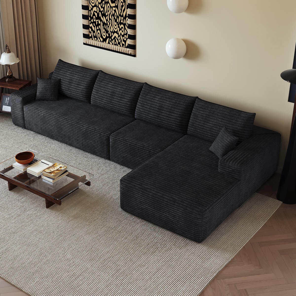 HAUSS SPOLE Hoekbank - Modulaire L Vorm Met Chaise Longue - Zonder Montage - 4 Zits Voor W