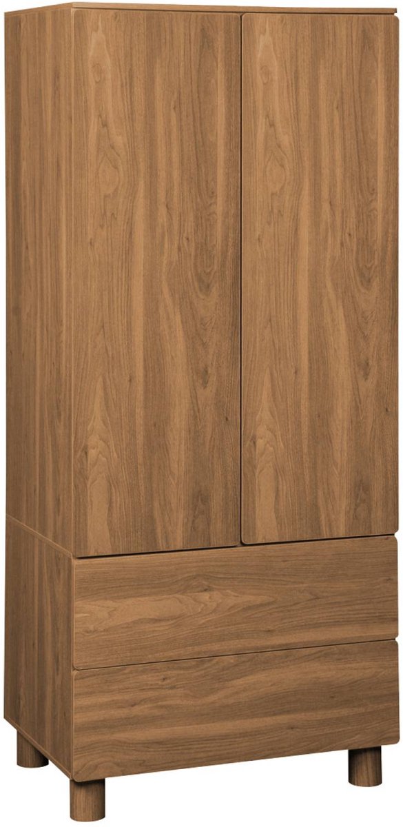 sweeek - Kledingkast met 2 deuren, 2 lades en 1 hanggedeelte houtdecor - ayana