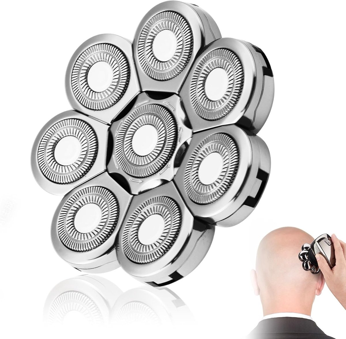SnelShoppen - 8D Bald Skull Shaver voor Mannen - Universeel Vervangende Hoofd - Kaal Scheren - Ergonomisch Ontwerp - Snelle en Comfortabele Scheererva