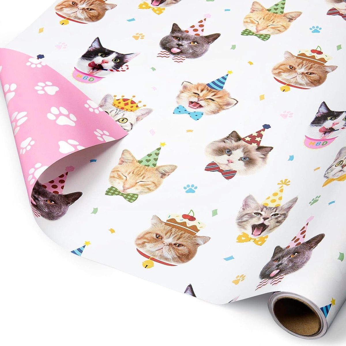 SnelShoppen - Mini Enkele Rol Realistisch Feestkatten Cadeaupapier voor Kinderen - Schattig en Kleurrijk - 43 cm x 5 m - Perfect voor Verjaardagen, Fe