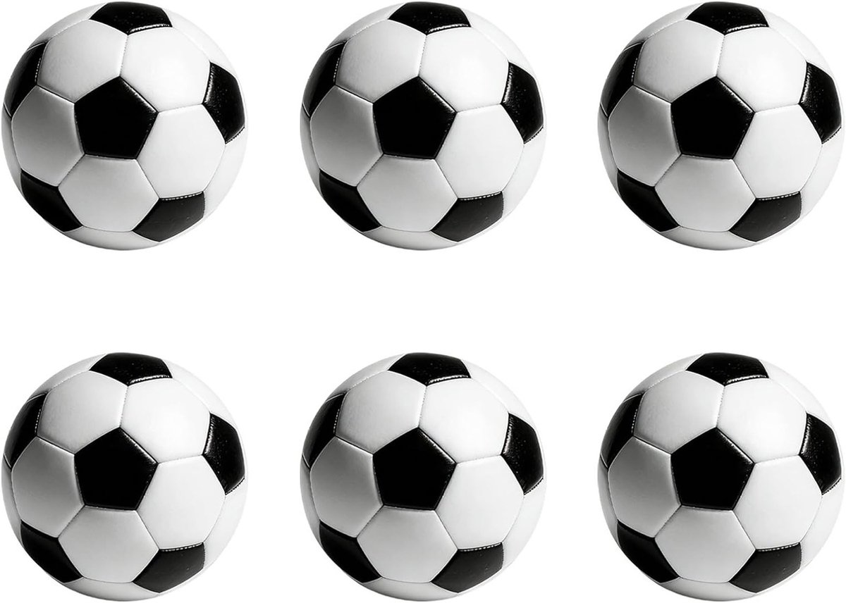 6 Stuks 23mm Voetbal Kickballs voor Tafelvoetbal | Mini Tafelspellen, Plastic Speelgoed voor Volwassenen en Kinderen, Voetbalaccessoires in Zwart en Wit