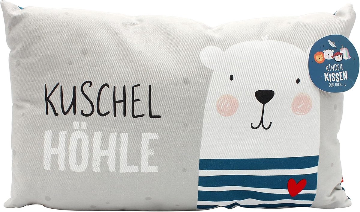 SnelShoppen - Kinderen Knuffel Kussen met Beer en Inscription 'Knuffelholt', 40x13x23 cm, 100% Katoen, Machinewasbaar, Ideaal voor Slapen en Knuffelen