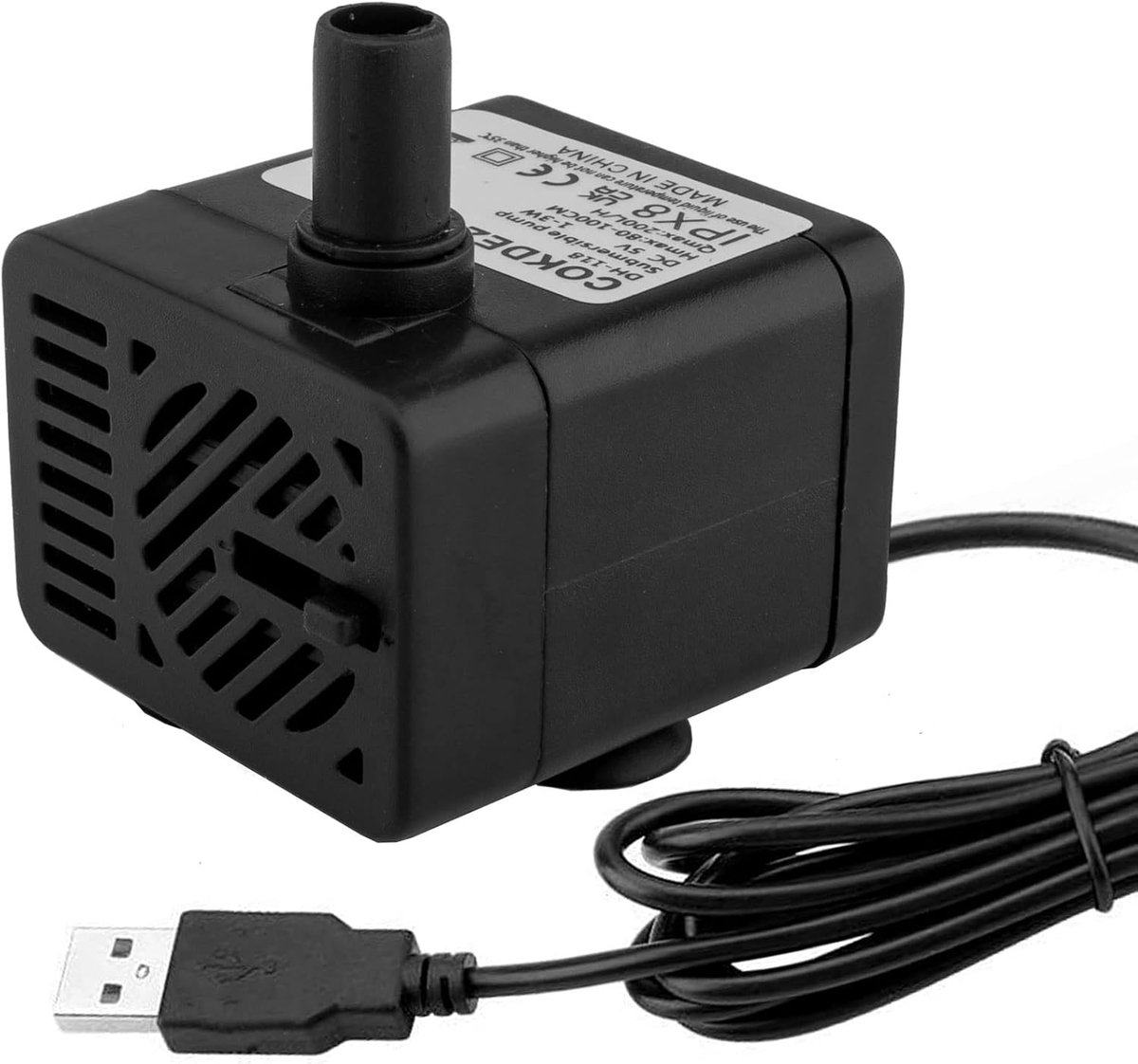 SnelShoppen - USB Mini Submersible Water Pump DC 5V 1-3W 200L/h - Ultra Quiet Kleine Waterpomp voor Pet Fountain, Aquarium, Vijver, Hydroponics - Binn
