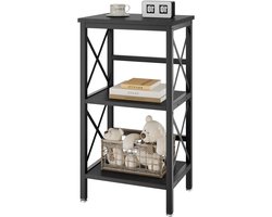 Boekenkast met 3 niveaus, opbergrek voor planten en magnetron, staalframe voor woonkamer, keuken en kantoor, industrieel ontwerp 40×29×75CM zwart