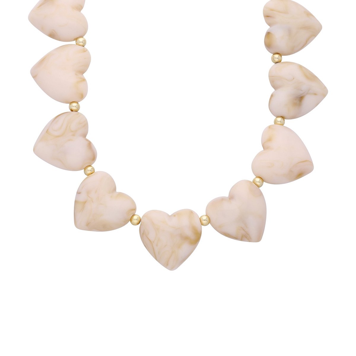 Lucardi Dames Stainless steel kralenketting hart voor dames - Ketting - Staal - Goudkleurig - 47 cm