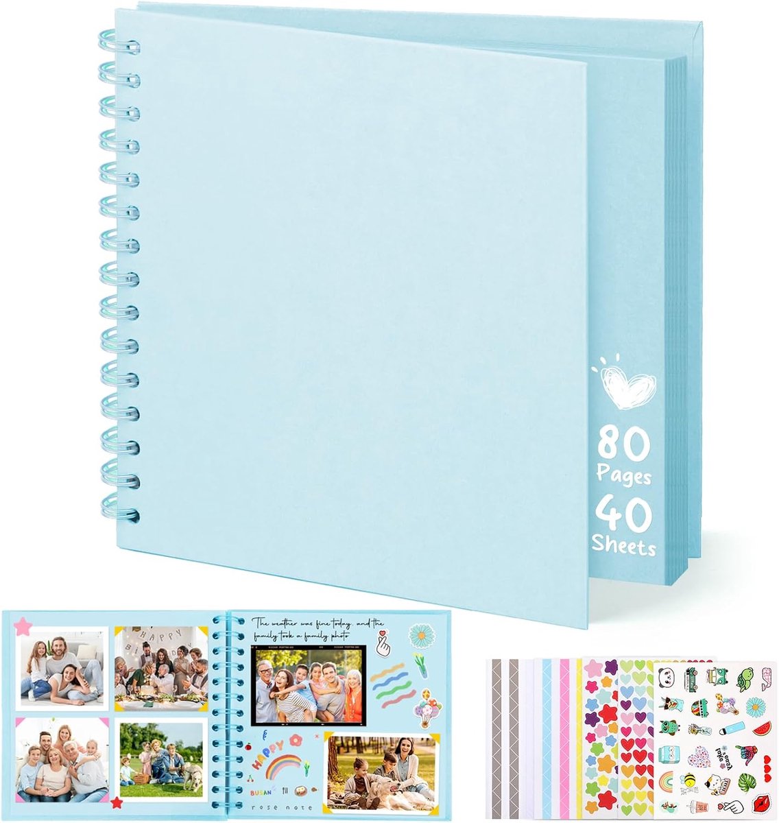 SnelShoppen - DazSpirit Scrapbook Foto Album 10 inch - Persoonlijk Fotoboek DIY - Hard Cover Herinneringen Album voor Bruiloft, Baby's & Jubileum - Bl