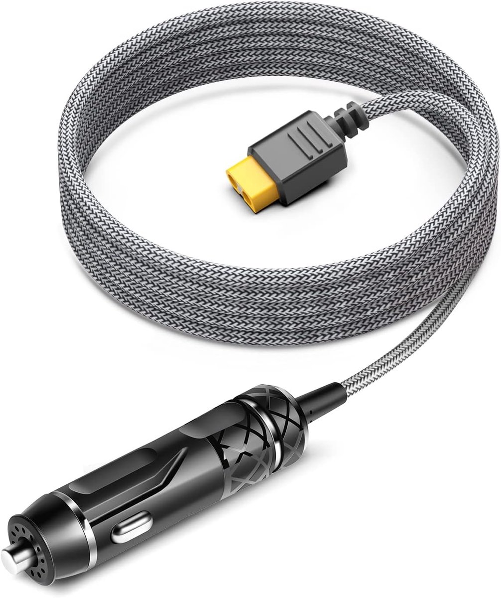 SnelShoppen - DC 12V/24V XT60 Auto Oplaadkabel Voor ECOFLOW Power Stations - 1.5m Sigarettenaansteker Adapter - 16AWG - Veiligheid Fuse - Ideaal Voor