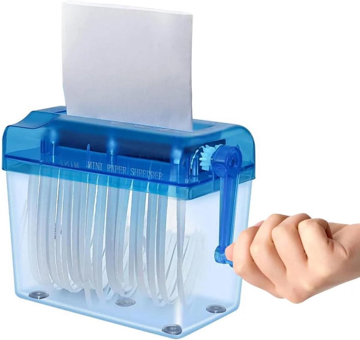 SnelShoppen - Mini Handmatige Papiervernietiger, Draagbare Strip Snijder met 1 Liter Capaciteit voor Papier, Nota's, Rekening, Foto's, Compact en Lich