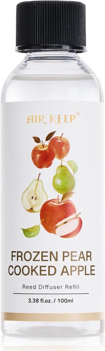 SnelShoppen - Reed Diffuser Olie Navulling 100ml, Geur Frozen Pear Cooked Apple voor Sfeer in Slaapkamer, Badkamer en Kantoor, Huis Decoratie