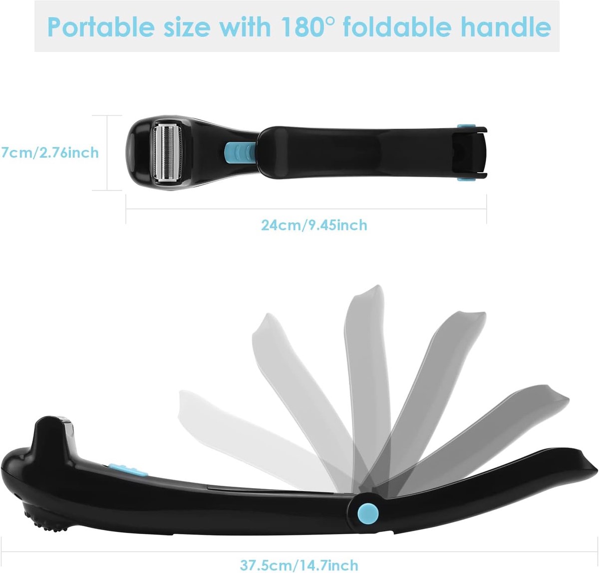 SnelShoppen - Elektrische Rughaar Verwijderaar en Lichaamstrimmer - Ergonomische DIY Body Groomer voor Mannen - Nat en Droog Scheren - 37cm Lange Hand