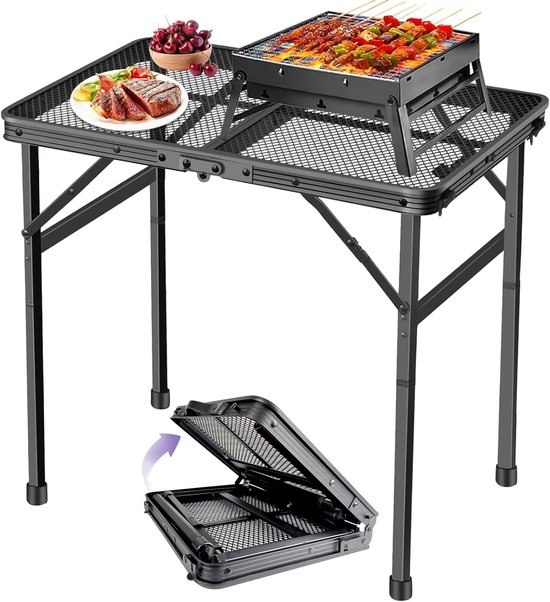 Opvouwbare Campingtafel - Inklapbare Tafel - 60x40cm - 1.8kg - 2 Hoogtes Verstelbaar - Aluminium & 30kg - Waterdicht & Hittebestendig - Lichtgewicht & Compact Opvouwbaar - Voor Kamperen, Vissen & Strand — afbeelding 3