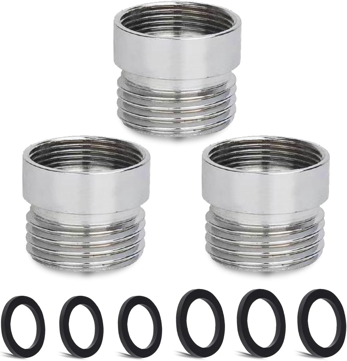 SnelShoppen - 3-delige Waterkraan Adapter Set - M20mm naar M22mm - Universele Aansluiting voor Keuken, Badkamer en Tuin - Kranen en Tuinslangen Aanslu