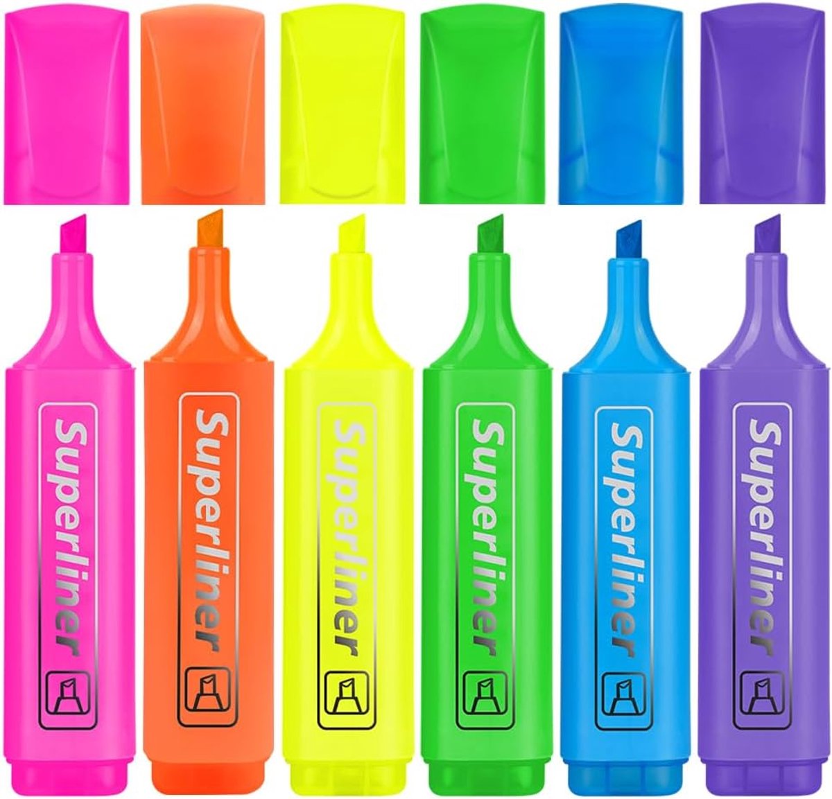 SnelShoppen - 6 Pcs Highlighters Assorted Kleuren - Geen Doorbloeding Aesthetic Fun Marker Pennen voor Journal, Planner, Notities, School, Kantoor Ben