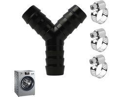Y-distributor - 2 manieren - aansluiting voor wasmachine - 2-way Y-distributor - voor afvoerpijpen - geschikt voor wasmachines en vaatwassers - inclusief 3 klemnippels - diameter 19 mm