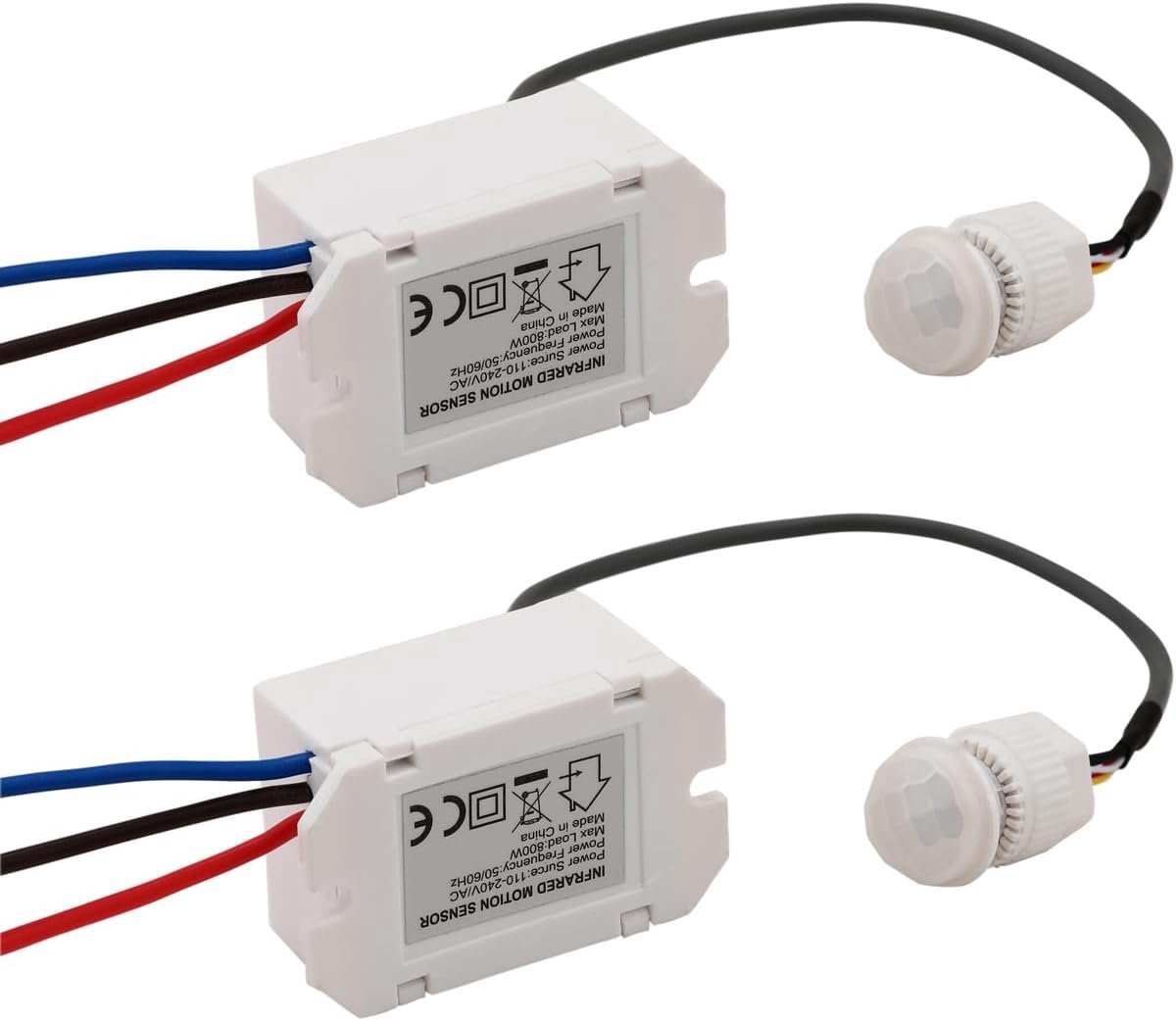 SnelShoppen - 2 Stuks Mini Infrared Bewegingssensor, PIR Sensor 220V, 360° Detectiebereik tot 8m, Voor Binnengebruik, Ideaal voor Plafondmontage