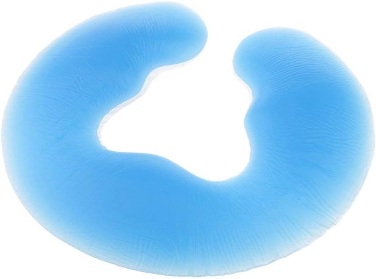 SnelShoppen - Siliconen Gelkussen Gezicht en Lichaam - Comfortabel voor Massagetafel, Bed, Spa - Blauw 27,5x25 cm - Niet Giftig en Veilig voor de Huid