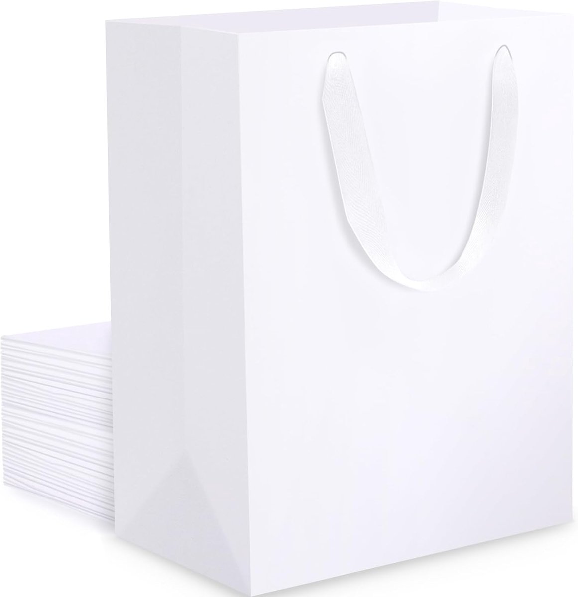 SnelShoppen - 20 Stuks Kleine Papieren Tassen met Handvat - 250gsm Witte Kraft Papier - 15x6x20cm - Cadeauverpakking voor Feestjes, DIY Projecten en D