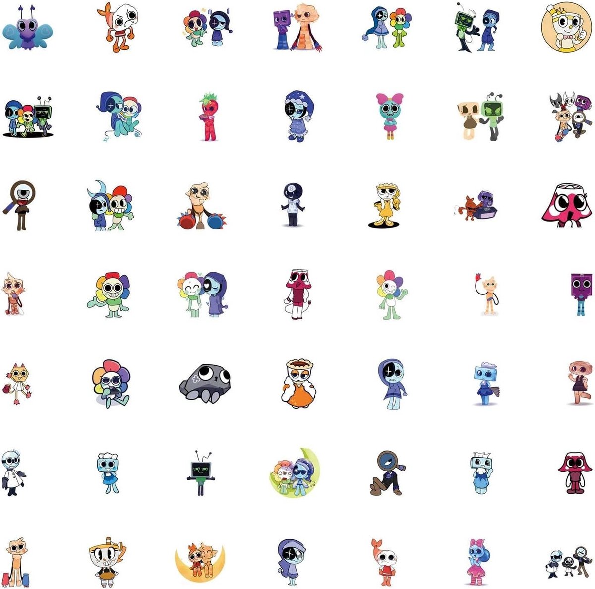 Cartoon Game Stickers Set van 50, Waterdichte Vinyl Stickers voor Skateboard, Laptop en Auto - Perfect voor Jongeren en Kinderen