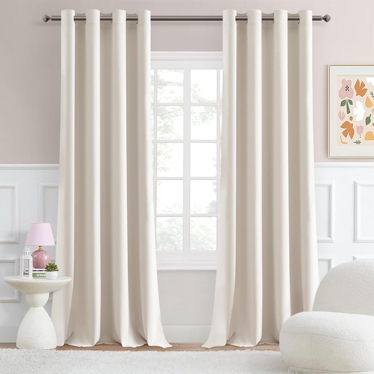 SnelShoppen - Semi Blackout Gordijnen 55x102 Inch Licht Beige Moderne Raamdecoratie Thermisch Geïsoleerd Set van 2 voor Woonkamer en Slaapkamer