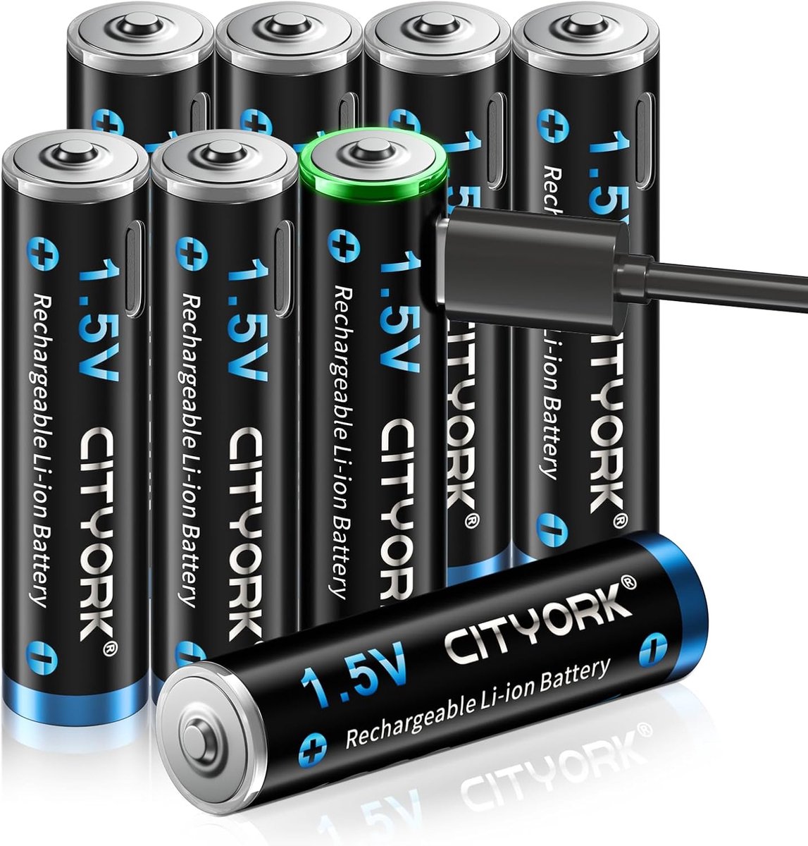 SnelShoppen - USB-C Oplaadbare AAA Batterijen 1.5V - 8 Stuks Lithium 1200mWh met 4-in-1 Oplaadkabel voor Speelgoed, Gamecontrollers, Toestellen
