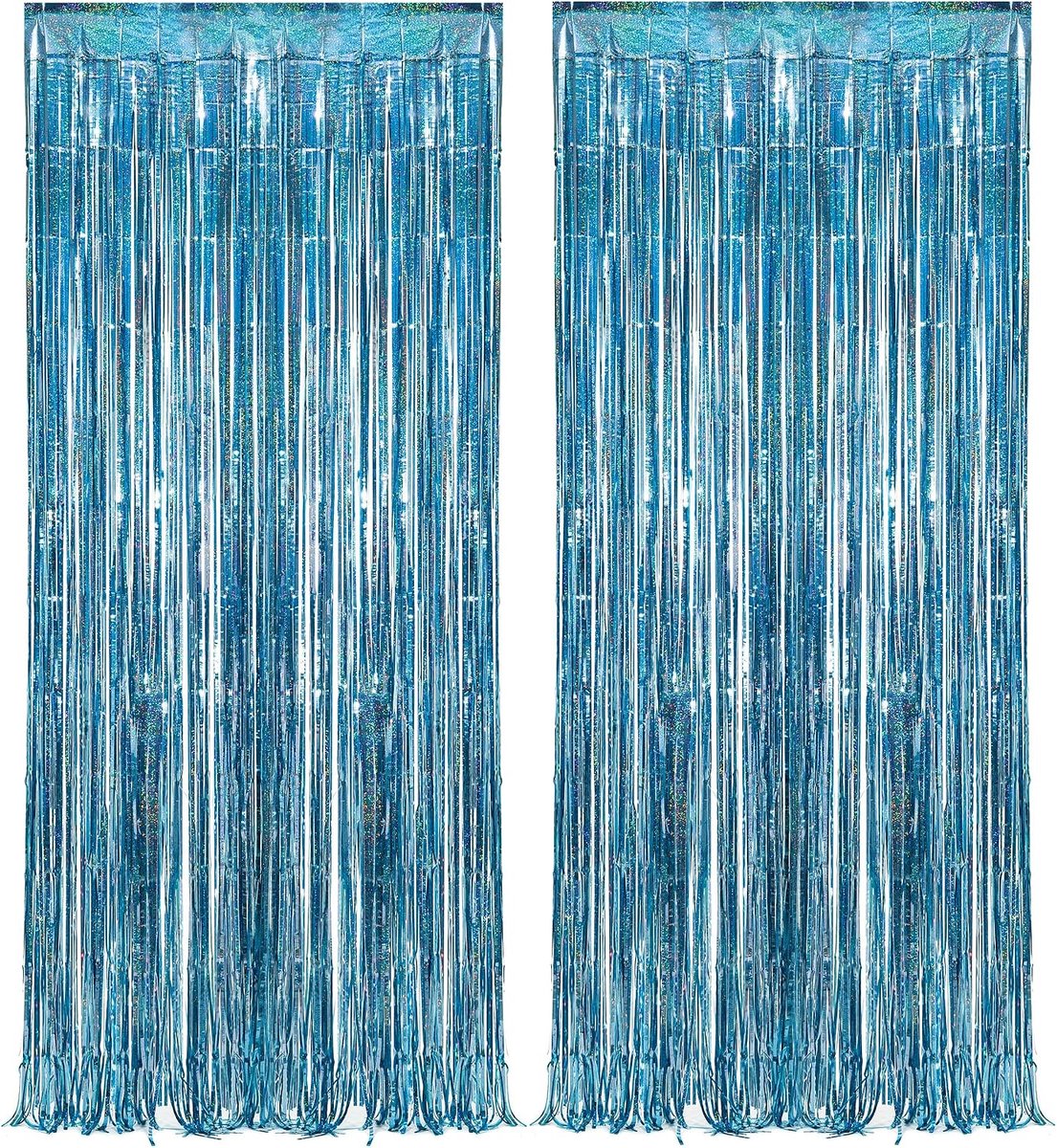 SnelShoppen - Blauwe Tinsel Gordijn Feest Achtergrond - Foil Curtain Decoratie voor Foto Streamers - 1m x 2.5m - Perfect voor Verjaardag, Baby Shower,