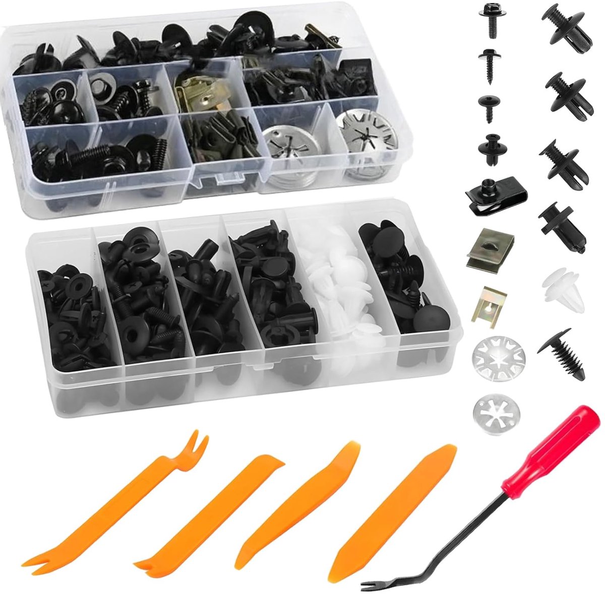 SnelShoppen - 180 Pcs Body Screw Mounting Clips Set, Universele Bevestigingsclips, Metalen U Type Bevestigingskit met Ontkoppeltool voor Auto Onderhou