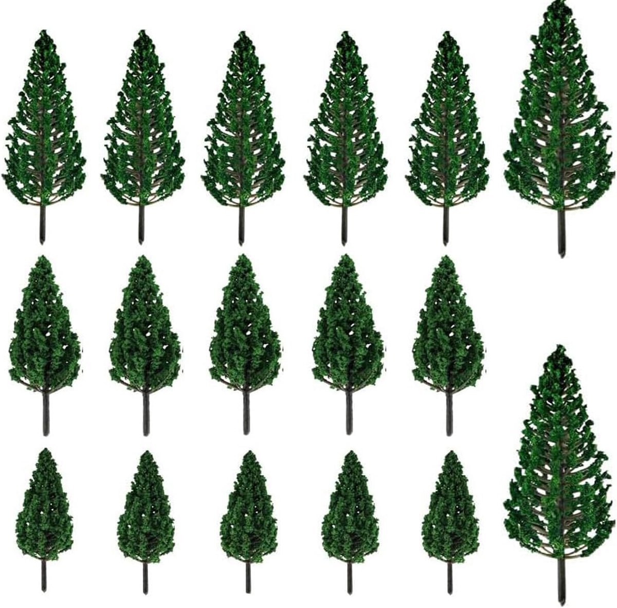 SnelShoppen - Modelbouw Bomen Set 17 Stuks Miniatuur Bomen voor Modelspoorbaan, Diorama, Landschap, Zandtafel, DIY, Architectuur, Kunststof 3,5-9,5 cm