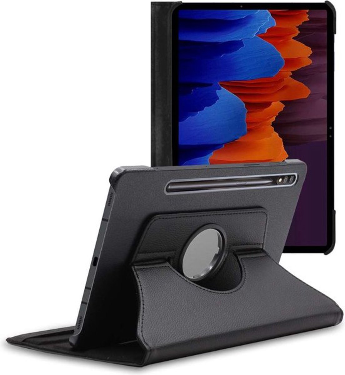 ebestStar - Hoes geschikt voor Samsung Galaxy Tab S7+ SM-T970, Roterende Etui, Case, 360° Draaibaar hoesje, Zwart
